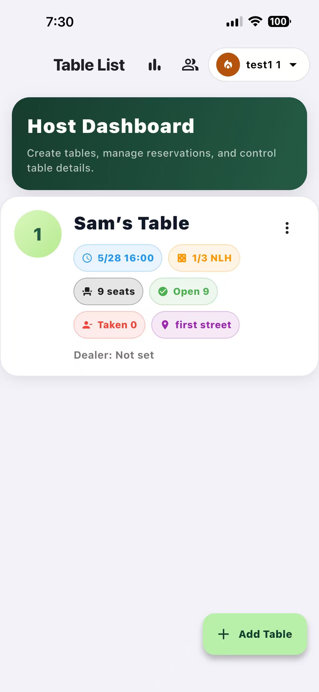Poker Table